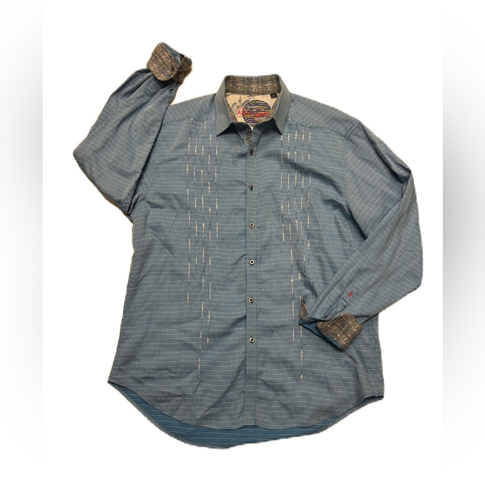 Robert Graham Geometric Shirt Men's Large Classic Long Sleeve Flip Cuff Stretch